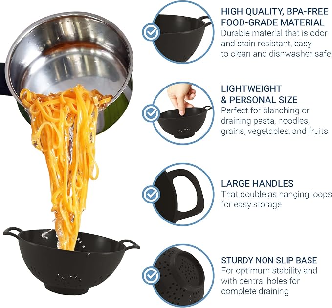 Meadow Lane 6-inch Small Colander, Dishwasher Safe, Double Handles, Compact - Image 4
