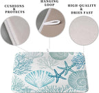 Summer Teal Dish Drying Mat for Kitchen Counter Nautical Coastal Blue Dishes - Image 3