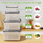 4 PCS Fruit Storage Containers for Fridge, Produce Containers for Fridge - Image 3
