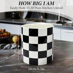 Utensil Holder for Kitchen Counter 7.2" Ceramic Utensil Holder Deep and Stable - Image 4