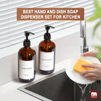 GMISUN Amber Glass Soap Dispenser, 2 Pack Bathroom Hand Soap Dispensers - Image 6