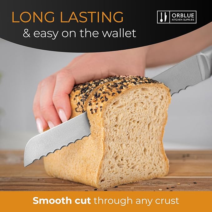 Orblue Serrated Bread Knife Ultra-Sharp Stainless Steel Professional Grade - Image 2