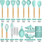 Umite Chef Kitchen Cooking Utensils Set, Wooden Handle Heat Resistant Silicone - Image 6