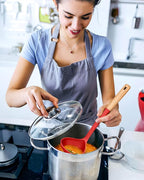 Pasta Fork and Ladle Set, and Sauce Pasta, BPA-Free Matte Silicone, Wood Handle - Image 5