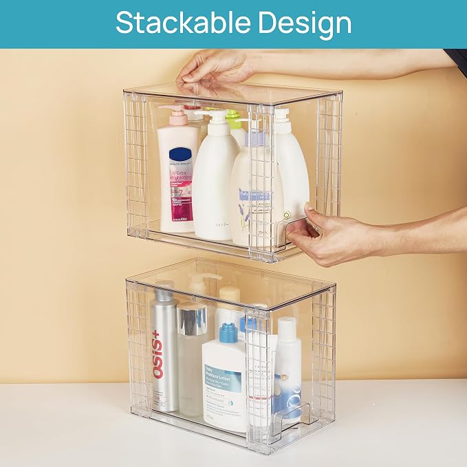 Vtopmart 2 Pack Clear Stackable Storage Drawers, 9.7" High Plastic Organizers - Image 5