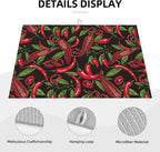 Red Chili Peppers Dish Drying Mat Vegetable Pepper Black Rustic Green Leaf - Image 2