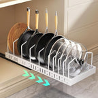 Pull Out Pots and Pans Organizer Under Cabinet, Expandable Sliding Lid Holder by Lozovincablemanagementtray