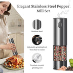 Electric Salt and Pepper Grinder Set, Upgraded Larger Capacity Stainless Steel - Image 2