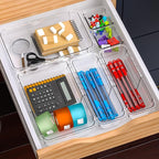 14 Pcs Clear Drawer Organizer, Adjustable Drawer Storage Box, 3-Size Desk - Image 5