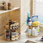 LAMU 2 Pack 2 Tier Lazy Susan Turntable Organizer 9.25'' Rotating Spice Rack - Image 6
