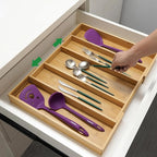 Utoplike Bamboo Expandable Kitchen Drawer Organizer, Adjustable Utensil Holder - Image 9