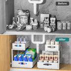 Housolution 2 Pack Large Under Sink Organizer, 2 Tier Metal Pull Out Under Sink - Image 3
