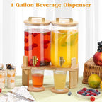 1 Gallon 2 PCS Glass Beverage Dispenser, Drink Dispensers - Image 5