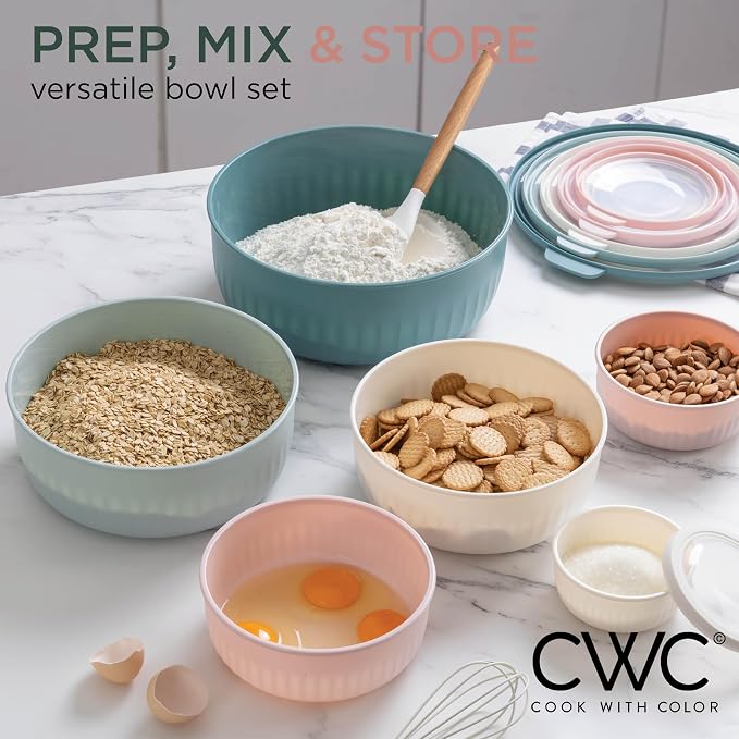 COOK WITH COLOR Prep Bowls with Lids- Wide and Deep Nesting Plastic Small - Image 4