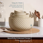 KooK Ceramic Mixing Bowls, Nesting Set of 4, Embossed Kitchen Dishware - Image 2
