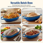 2 QT Oval Dutch Oven for Bread Baking, Enamelled Cast Iron Bread Oven for - Image 7
