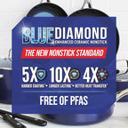 Blue Diamond 11" Nonstick Square Griddle Pan, Non Toxic PFAS-Free Diamond - Image 9