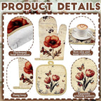 Fourluoo 10 Pcs Butterfly Kitchen Dish Towels Rugs Oven Mitts and Pot Holders - Image 5