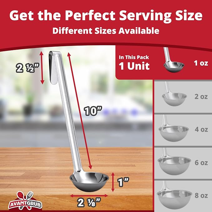 Super Sturdy, Ergonomic 1 Oz. Soup Ladle 1 Pk. Stainless Steel Ladles - Image 2