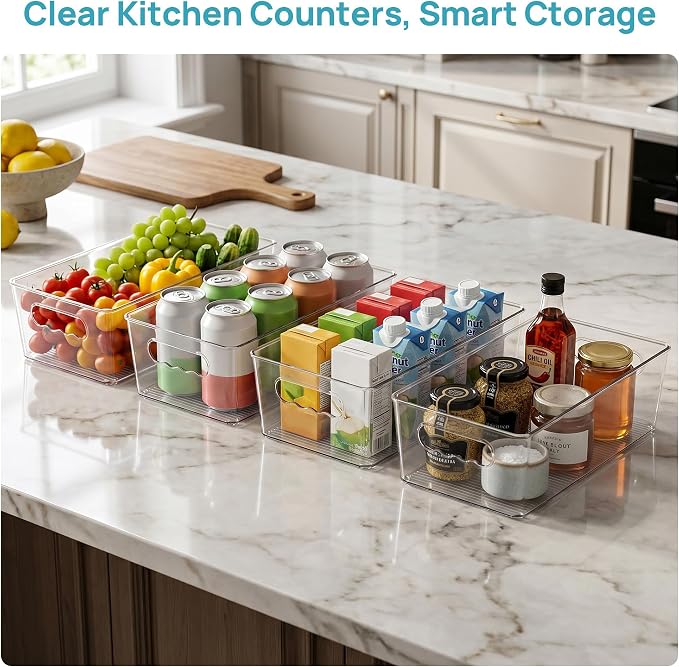 Vtopmart 4pcs Clear Organizers and Storage Bins, Plastic Storage Containers - Image 4