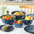 Hasense Mixing Bowls Set, Porcelain Large Salad Bowls - Image 4