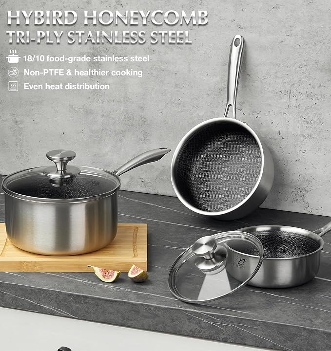 KOCH SYSTEME CS Hybrid Nonstick Stainless Steel Saucepan Set, 6-Piece Triply - Image 8