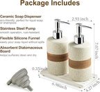 2-Pack Ceramic Soap Dispensers Set, Includes Stainless Steel Pump, Silicone - Image 4