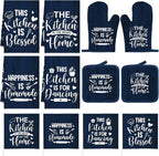 12 Pcs Farmhouse Kitchen Decor Sets 4 Blue Kitchen Hand Towels 4 Dish Clothes 2 by Bencailor