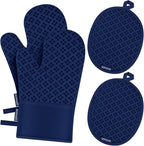 Oven Mitts and Pot Holders 4 Sets, Heat Resistant 500 ℉ Oven Mitt and Pot Holder by QEVOOON