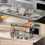 PUSDON Over the Sink Dish Drying Rack, 2 Tier Adjustable Large Capacity - Image 2