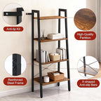 DUMOS Ladder Shelf, 4-Tier Display Bookshelf, Industrial Style Storage Standing - Image 4