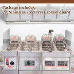 Ferraycle 2 Pack 20-1/2" W x 9" H 304 Stainless Steel Fryer Splash Guard - Image 4