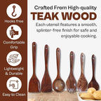 6-Piece Teak Wooden Cooking Utensils Set – Heat-Resistant Spoons & Spatulas | - Image 4
