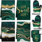 Leinuosen 8 Pcs Kitchen Towels and Dishcloths Sets Oven Mitts and Pot Holders by Leinuosen