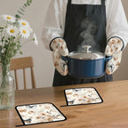 Butterfly Oven Mitts and Pot Holders, Boho Floral Flower Heat Resistant Oven - Image 7