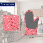 Pink Christmas Candy Cane Pot Holders and Oven Mitts Set Silicone Stars Kitchen - Image 2