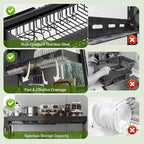 Over Sink Dish Drying Rack, 3-Tier Full Stainless Steel Drainer Dish Rack - Image 5