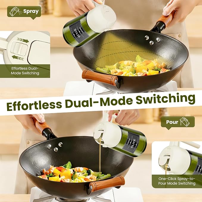 LAKUMIQI 2 in 1 Oil Sprayer for Cooking, 16oz Olive Oil Dispenser Bottle for - Image 3