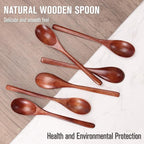 Wooden Spoons, 6 Pieces 9 Inch Wood Soup Spoons - Image 6