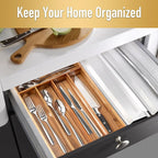 Besilord Silverware Organizer Kitchen Drawer Organizer Utensil Organizer Acacia - Image 3
