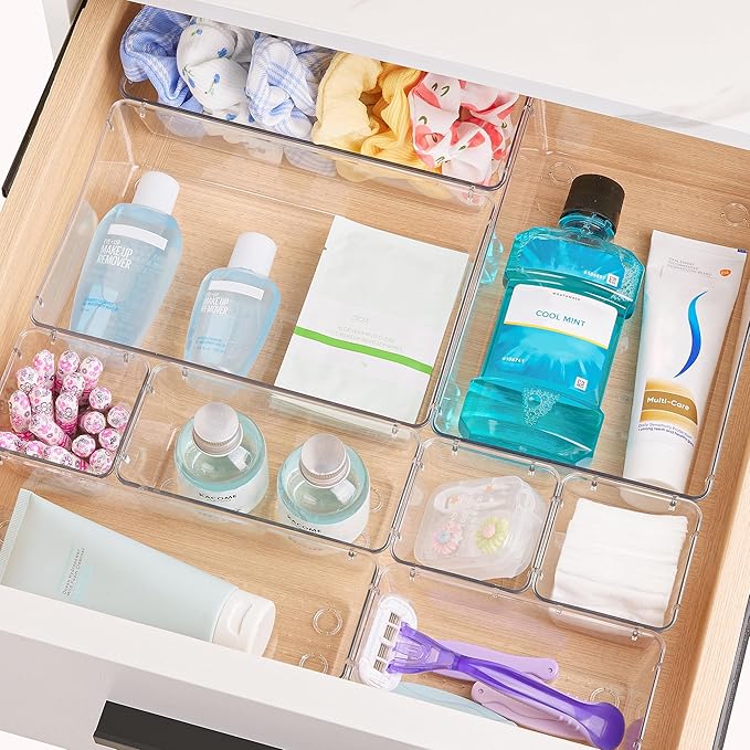 Vtopmart 44 PCS Clear Plastic Drawer Organizers Set, 4-Size Versatile Bathroom - Image 7