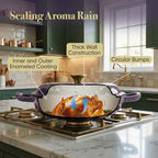 3 Quart Enameled Cast Iron Braiser, Non Stick Enameled Cast Iron Skillet - Image 5