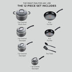 T-fal Ultimate Hard Anodized Nonstick Cookware Set 12 Piece, Oven Broiler Safe - Image 2