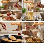 9PCS 18/8 Stainless Steel Kitchen Utensils Set, Heavy Duty Wooden Handle - Image 4
