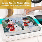 Winter Dish Drying Mat 16 x 18 Inch Xmas Snowman Pattern Dish Drying Pad - Image 7