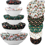 Patelai 10 Pcs Bowl Covers Reusable in 5 Size Stretch Cloth Fabric Elastic Food by Patelai