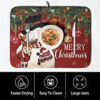 Christmas Dish Drying Mats for Kitchen Counter 16x18 Cute Snowman Red Dish - Image 4