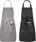 Serrenf 2 Pack Apron, Cooking Kitchen Aprons, Adjustable Bib Apron by serrenf