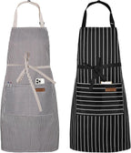 Serrenf 2 Pack Apron, Cooking Kitchen Aprons, Adjustable Bib Apron by serrenf