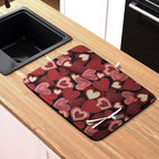 Valentine Dish Drying Mat for Kitchen Counter Red Black Love Heart Drying Pad - Image 6